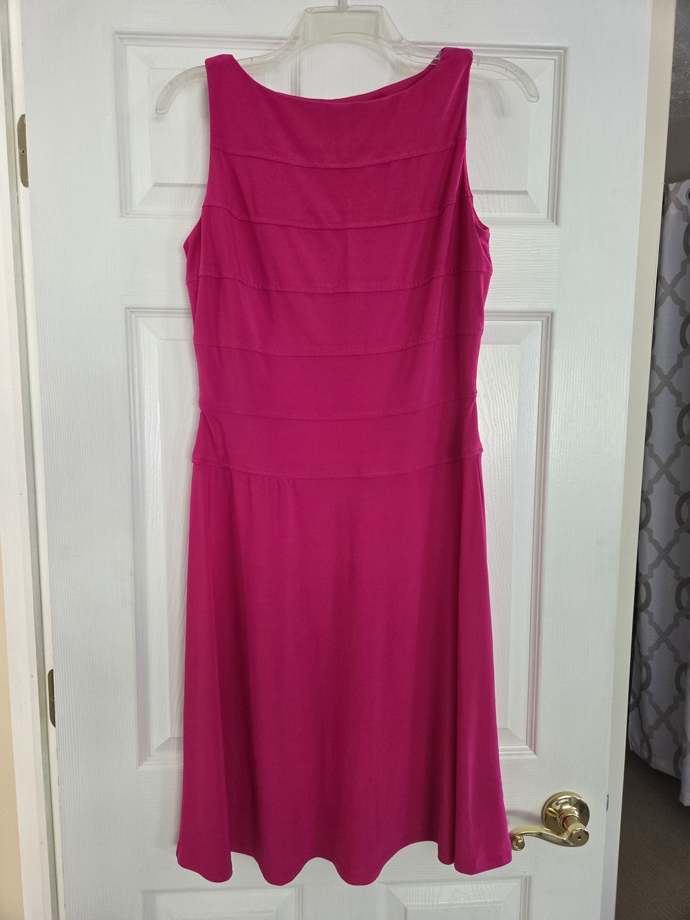Chaps Sleeveless A-Line Dress in Bright Fuchsia Hoy Pink Medium